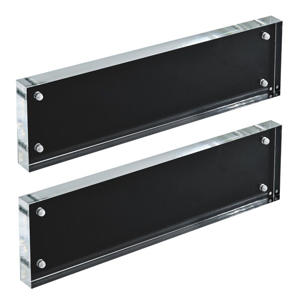 Azar Displays Black Acrylic Block with Metal Back Plate 3 in. X 11 in., 2PK 104664-BLK-2PK - main